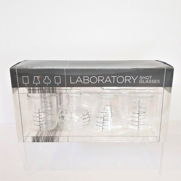 ThinkGeek Laboratory Shot Glasses Set of Four NIB Science Bar Laboratory - Picture 1 of 6